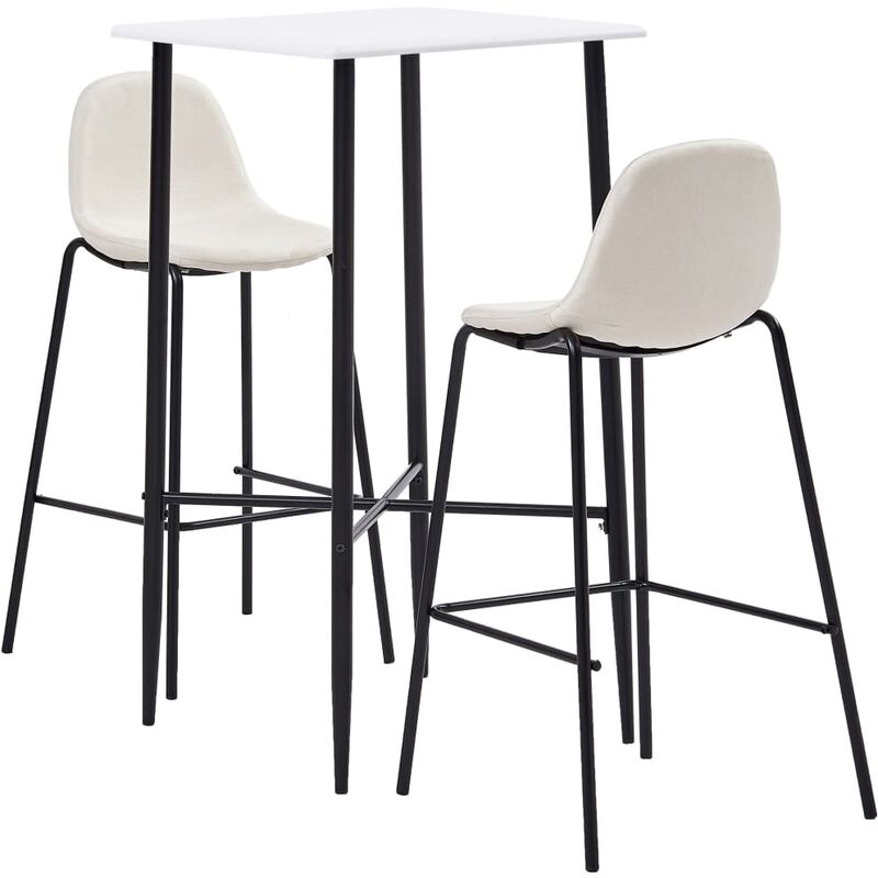 

Juego de mesa alta y taburetes 3 piezas tela color crema