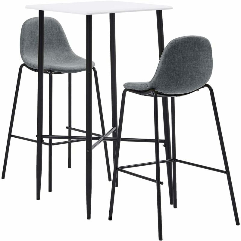 

Juego de mesa alta y taburetes 3 piezas tela gris claro