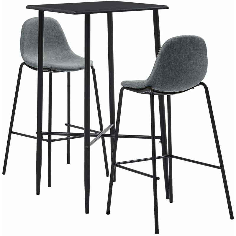 

Juego de mesa alta y taburetes 3 piezas tela gris claro