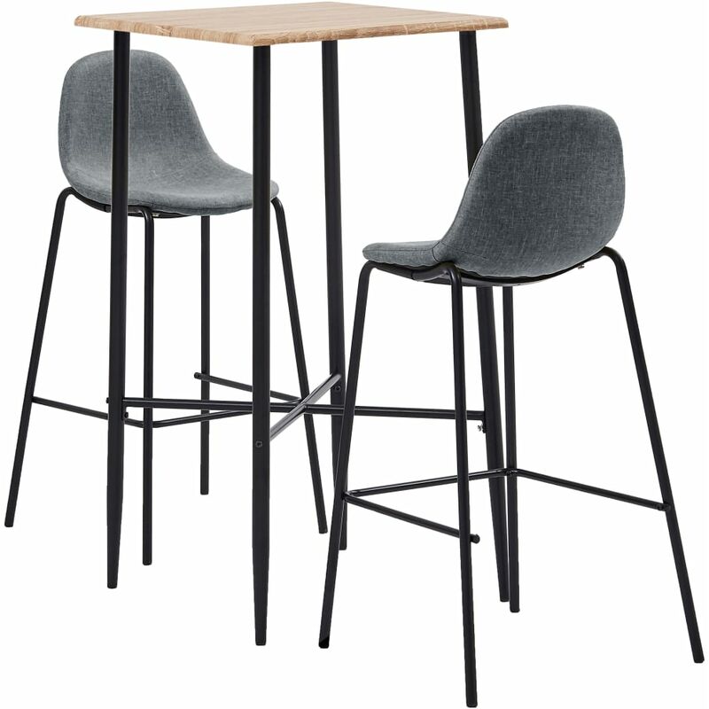 

Juego de mesa alta y taburetes 3 piezas tela gris claro