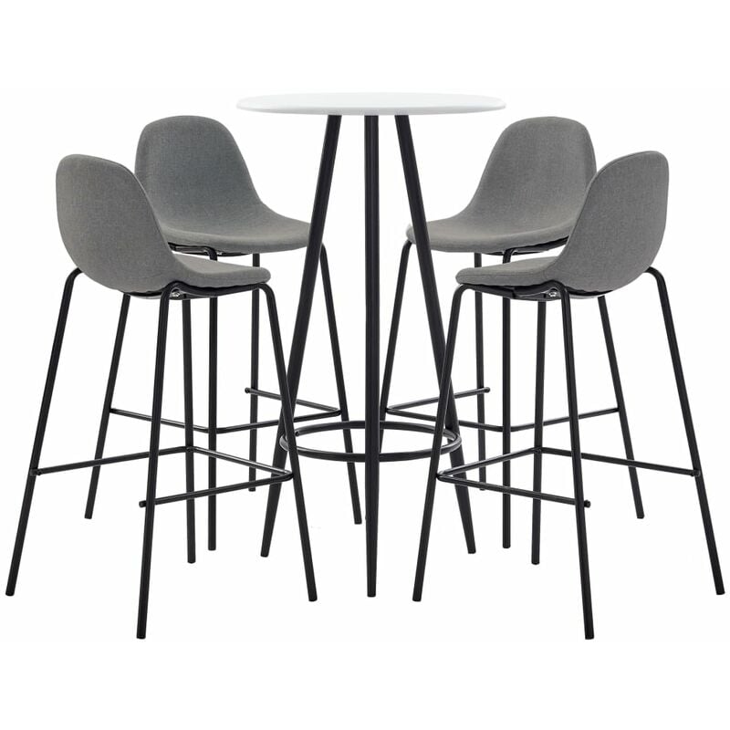

Juego de Mesa Alta y Taburetes Tela 5 Piezas Gris Topo - Marrón - Vidaxl