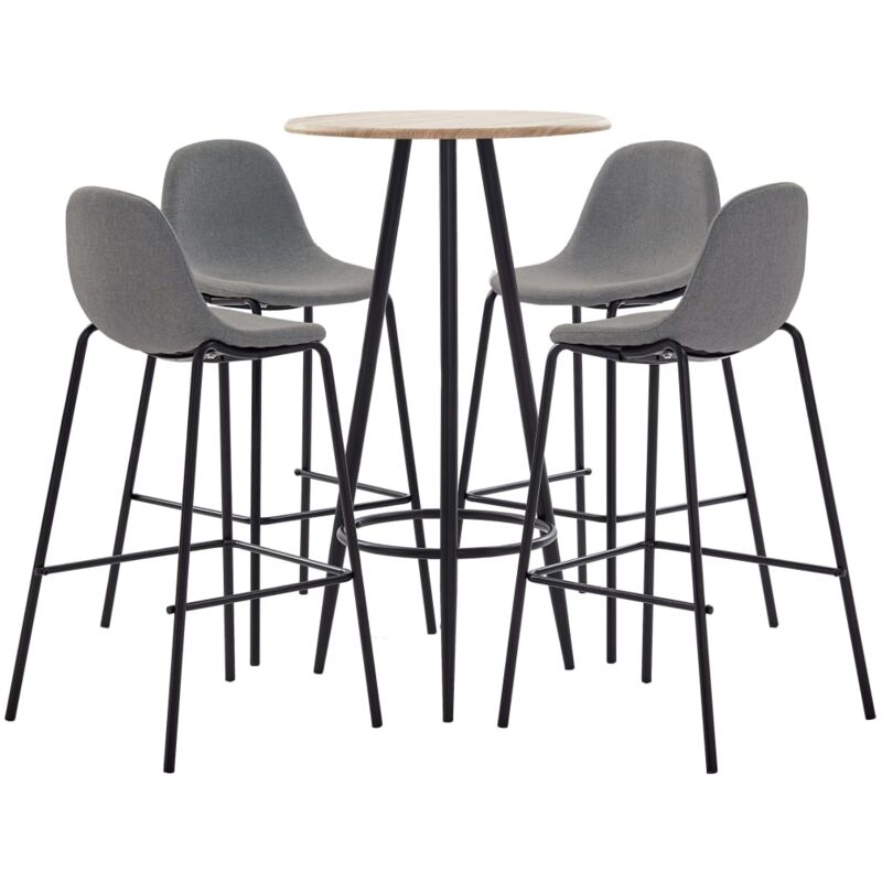 

Juego de Mesa Alta y Taburetes Tela 5 Piezas Gris Topo - Marrón - Vidaxl