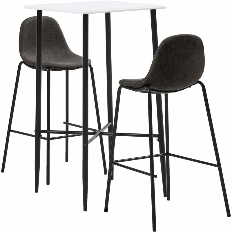 

Juego de mesa alta y taburetes 3 piezas tela gris oscuro