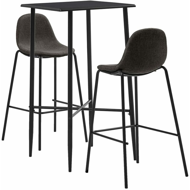 

Juego de mesa alta y taburetes 3 piezas tela gris oscuro