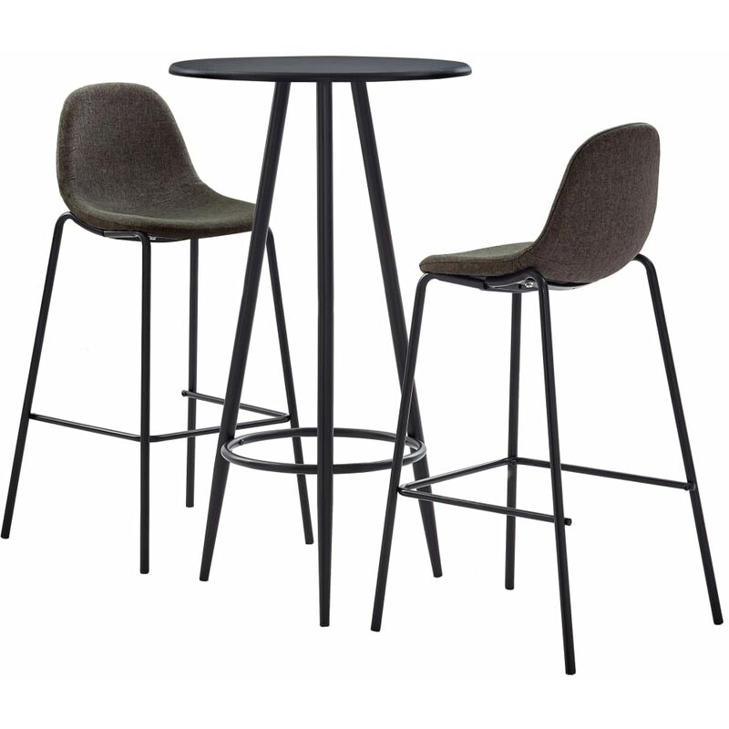 

Juego de mesa alta y taburetes 3 piezas tela gris oscuro