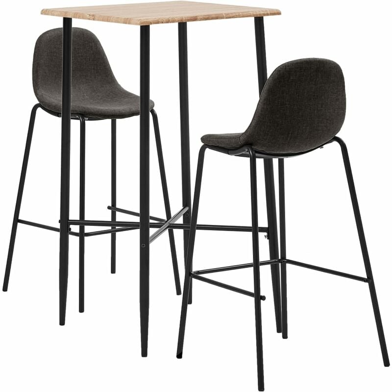 

Juego de mesa alta y taburetes 3 piezas tela gris oscuro