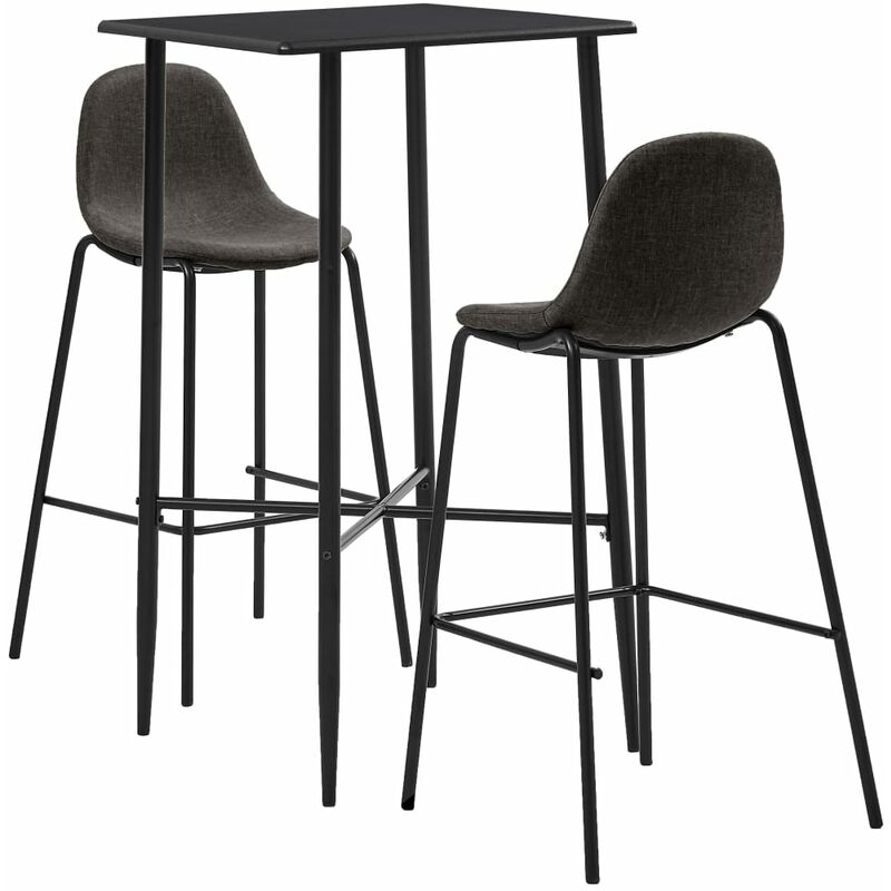 

Juego de mesa alta y taburetes 3 piezas tela gris oscuro - Gris