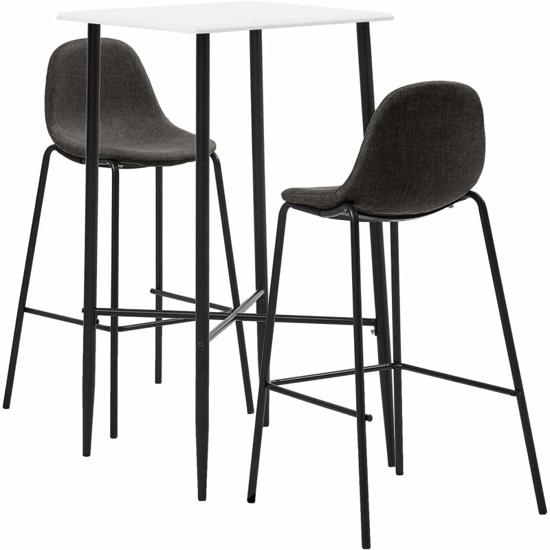 

Juego de mesa alta y taburetes 3 piezas tela gris oscuro - Gris