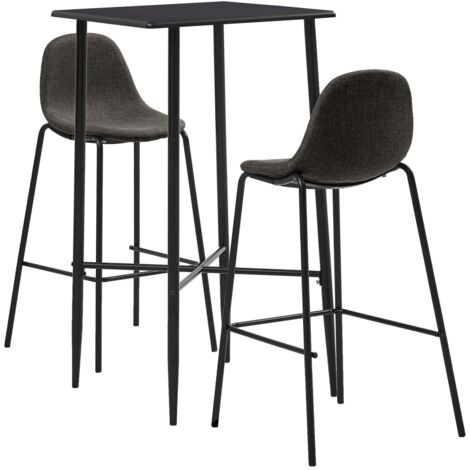 Juego de mesa alta y taburetes 3 piezas tela gris oscuro vidaXL