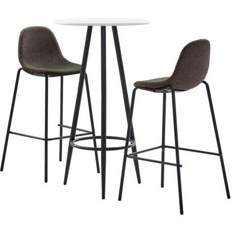 Juego de mesa alta y taburetes 3 piezas tela gris oscuro vidaXL