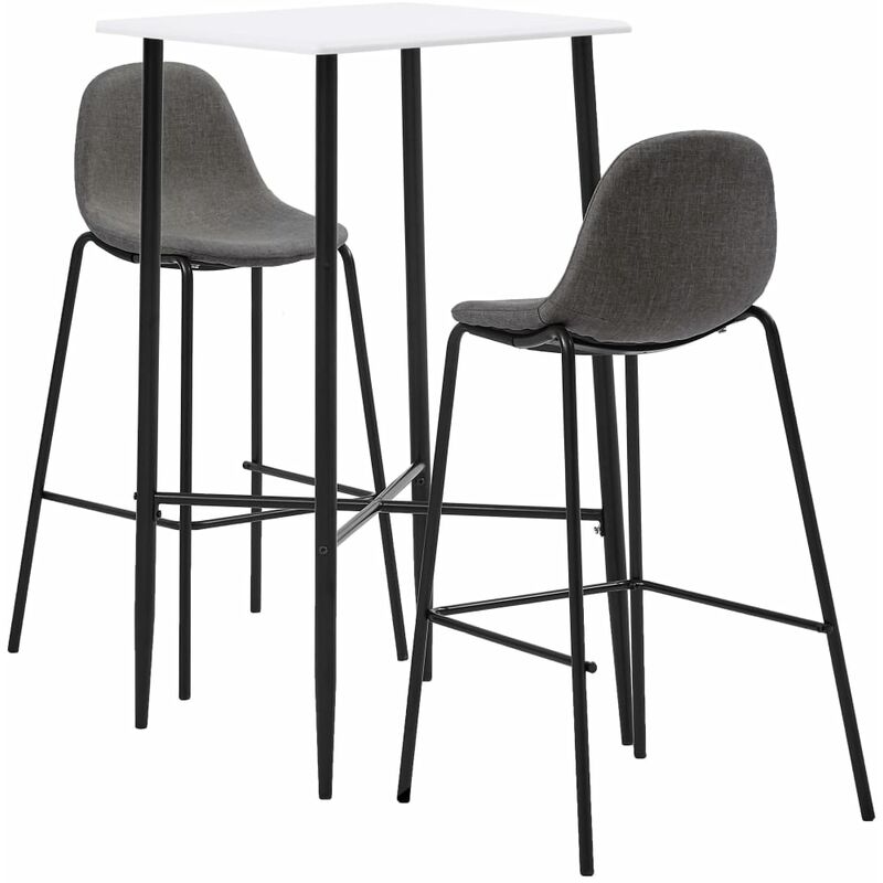 

Rogal Home&Deco Juego de mesa alta y taburetes 3 piezas tela gris topo