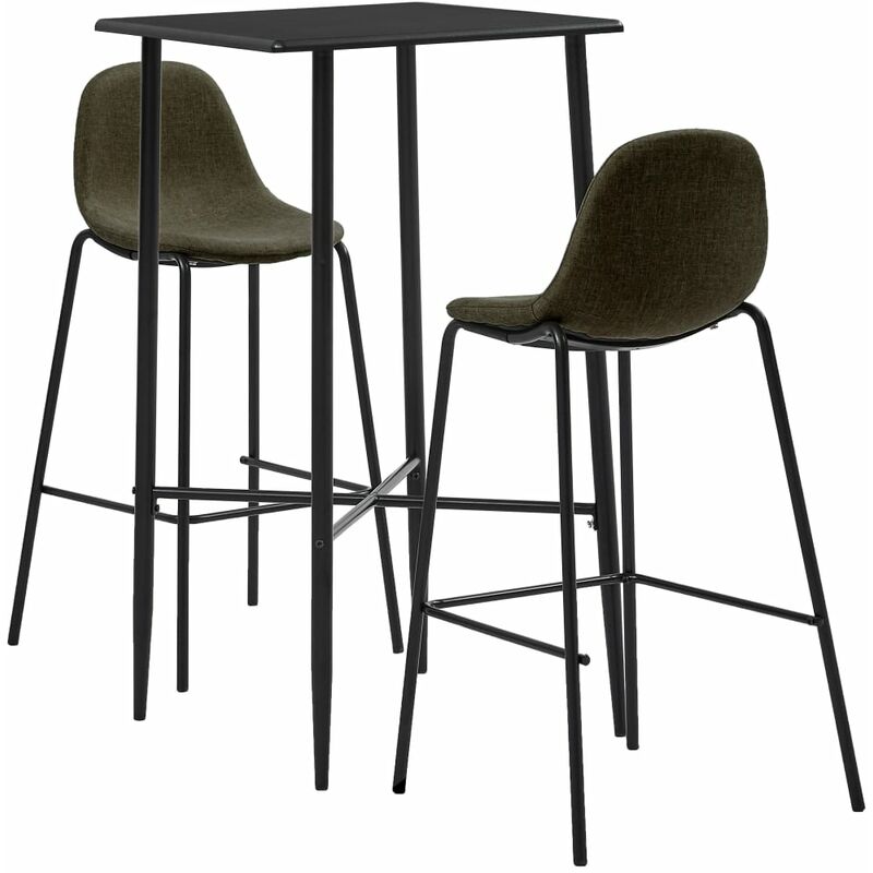 

Juego de mesa alta y taburetes 3 piezas tela marrón