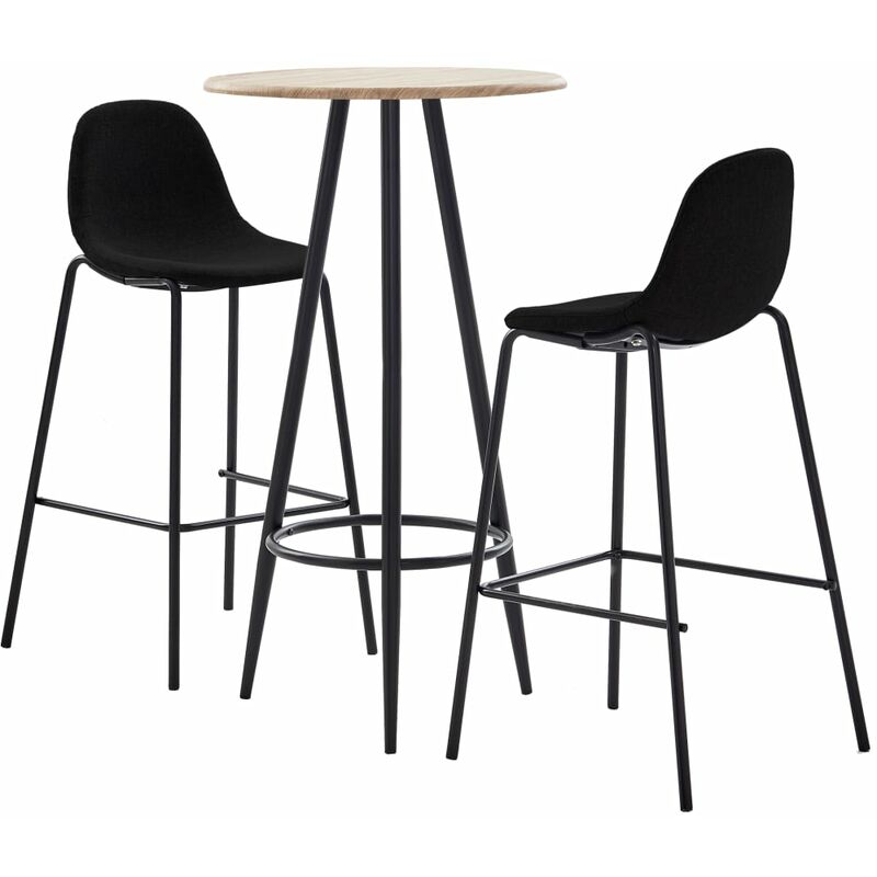 

Juego de mesa alta y taburetes 3 piezas tela negra - Negro