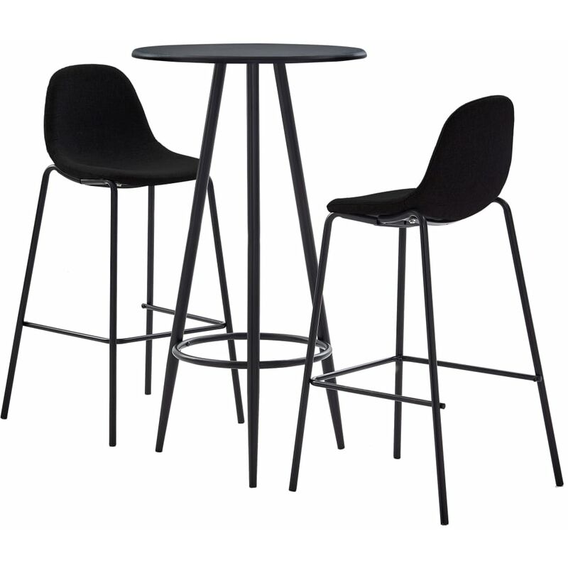 

Juego de mesa alta y taburetes 3 piezas tela negro - Negro