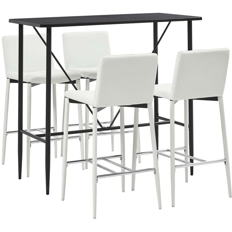 

Juego de mesa alta y taburetes 5 piezas cuero sintético blanco