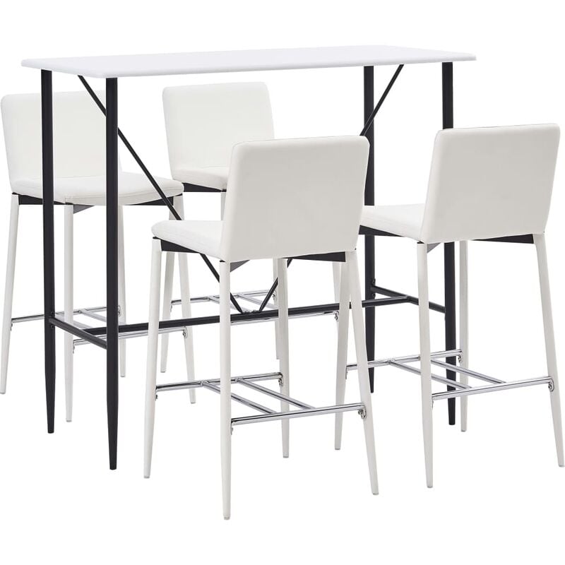 

Juego de mesa alta y taburetes 5 piezas cuero sintético blanco