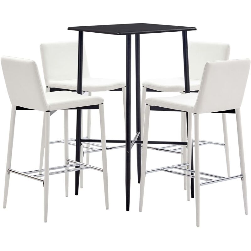 

Juego de mesa alta y taburetes 5 piezas cuero sintético blanco