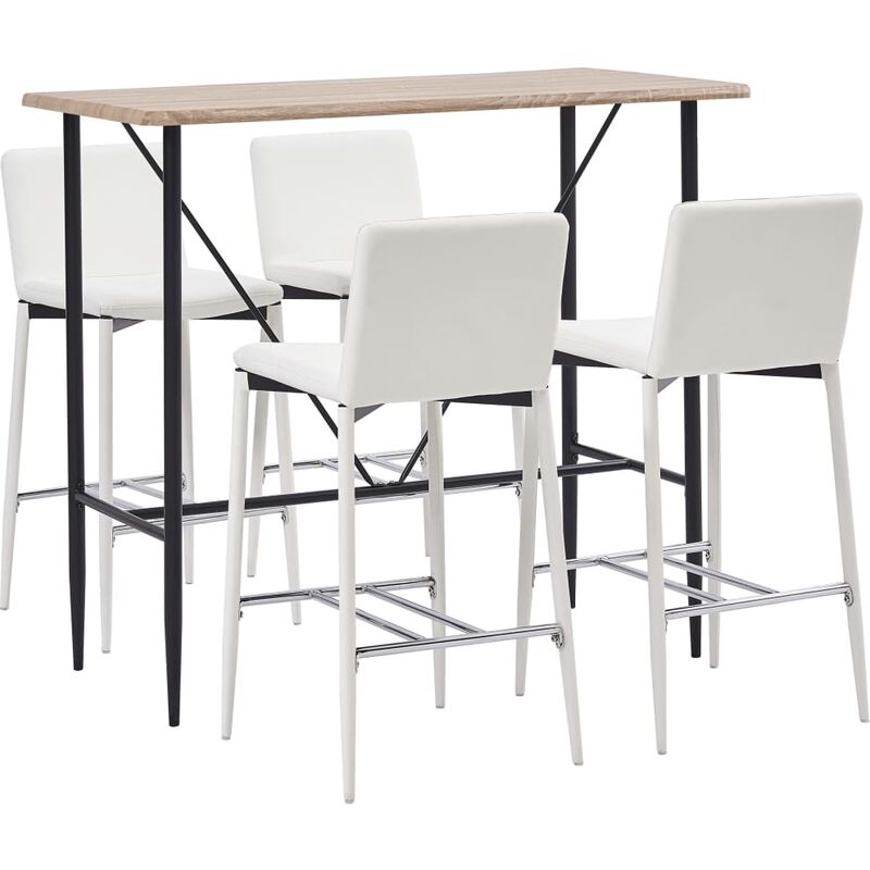 

Juego de mesa alta y taburetes 5 piezas cuero sintético blanco
