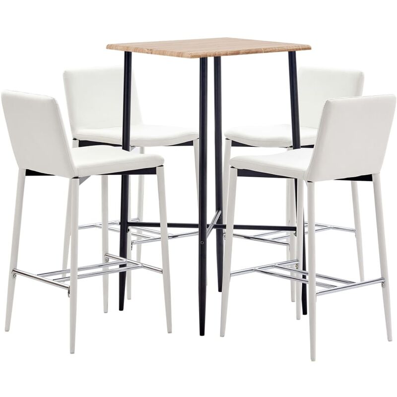 

Juego de mesa alta y taburetes 5 piezas cuero sintético blanco