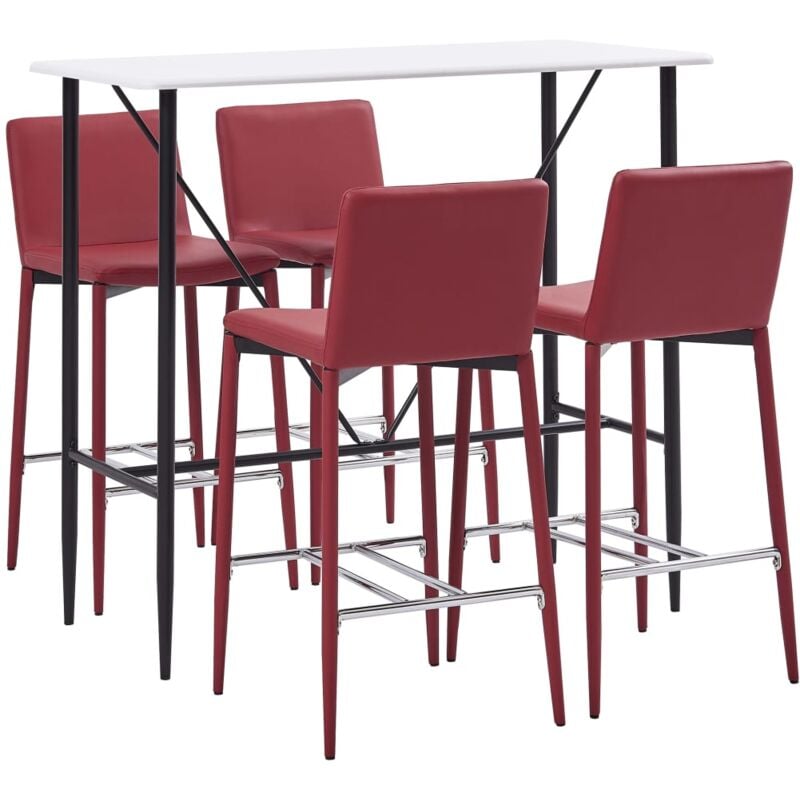 

Juego de Mesa Alta y Taburetes 5 Piezas Cuero Sintético Rojo Tinto - Rojo - Vidaxl