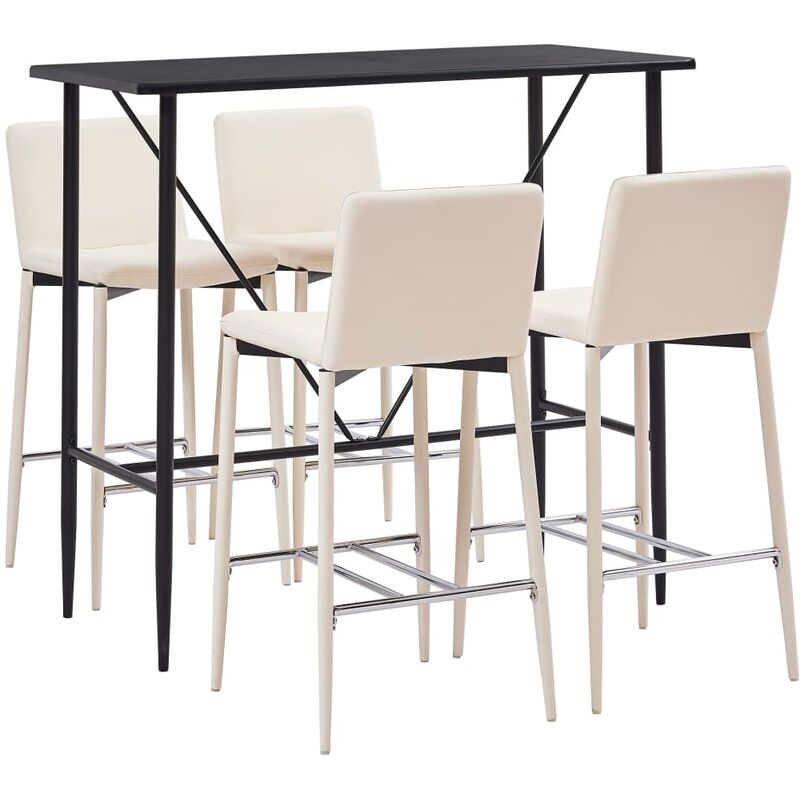 

Juego de mesa alta y taburetes 5 piezas cuero sintético crema