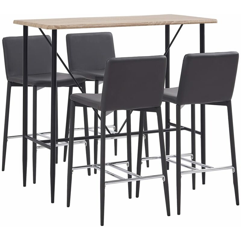 

Juego de mesa alta y taburetes 5 piezas cuero sintético gris