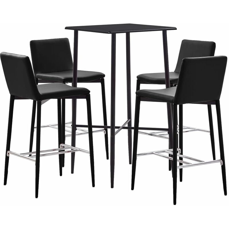 

Juego de mesa alta y taburetes 5 piezas cuero sintético marrón