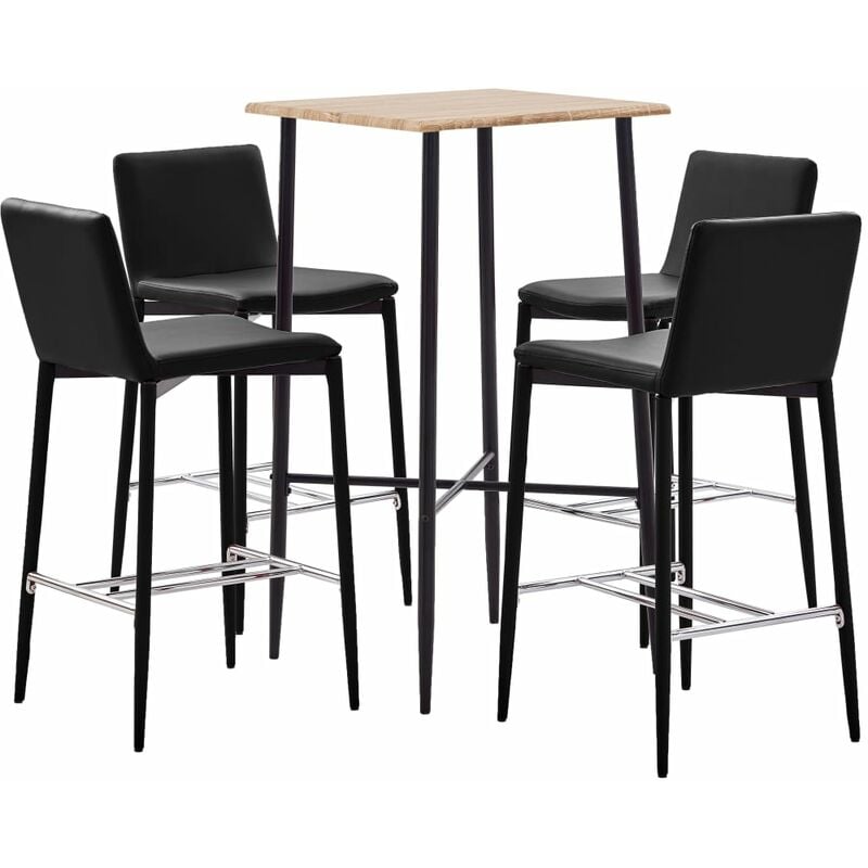 

Juego de mesa alta y taburetes 5 piezas cuero sintético marrón