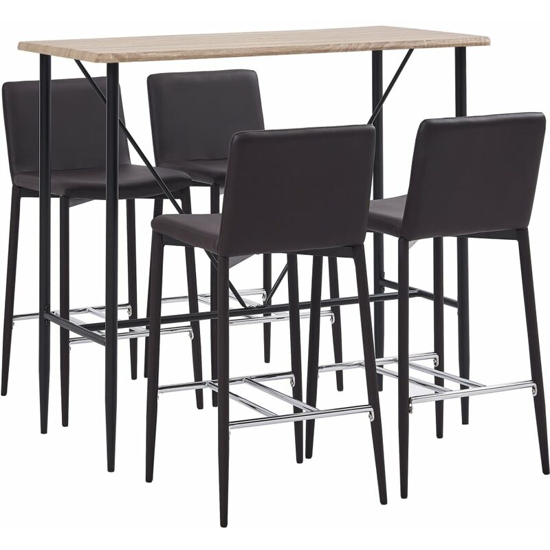 

Juego de mesa alta y taburetes 5 piezas cuero sintético marrón