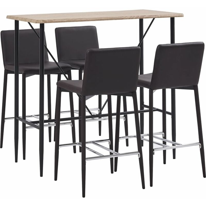 

Juego de Mesa Alta y Taburetes 5 Piezas Cuero Sintético Marrón - Marrón - Vidaxl