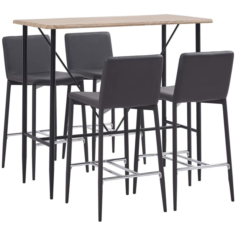 

Juego de Mesa Alta y Taburetes 5 Piezas Cuero Sintético Gris - Gris - Vidaxl