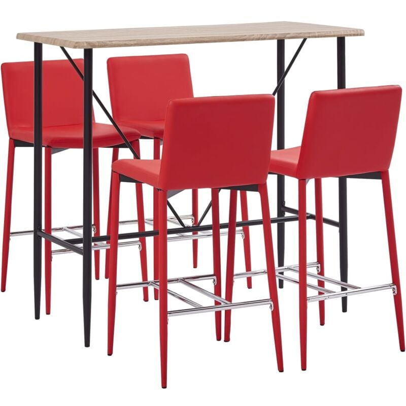 

vidaXL Juego de Mesa Alta y Taburetes 5 Piezas Cuero Sintético Rojo - Rojo