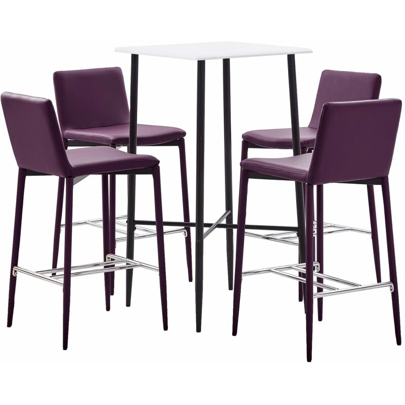 

Juego de mesa alta y taburetes 5 piezas cuero sintético morado