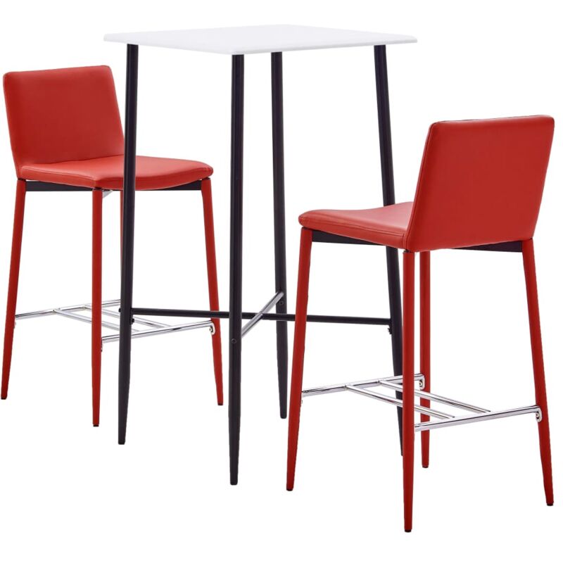 

vidaXL Juego de Mesa Alta y Taburetes Cuero Sintético 3 Piezas Rojo - Rojo