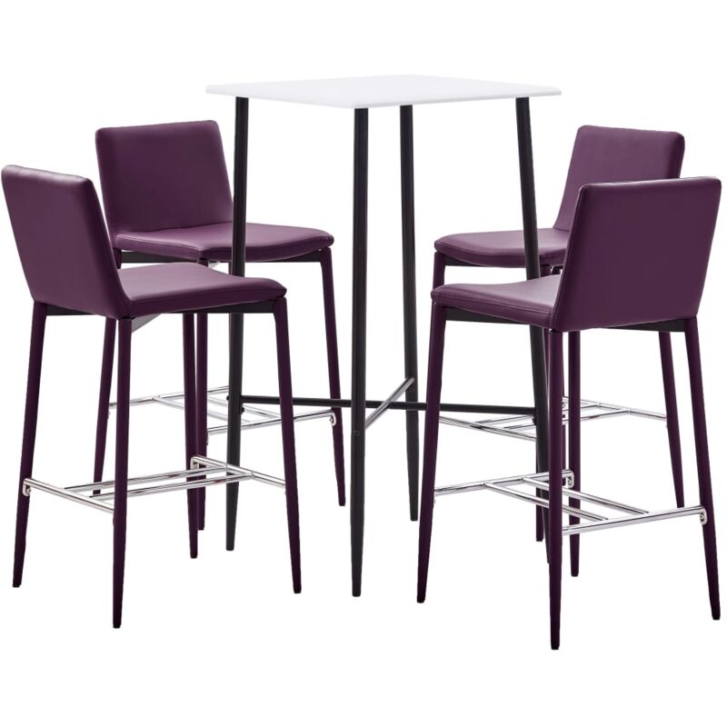 

Vidaxl - Juego de Mesa Alta y Taburetes Cuero Sintético 5 Piezas Morado - Púrpura