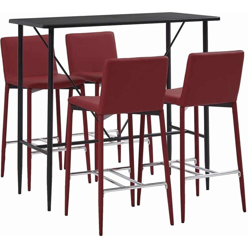 

Juego de Mesa Alta y Taburetes 5 Piezas Cuero Sintético Rojo Tinto - Rojo - Vidaxl