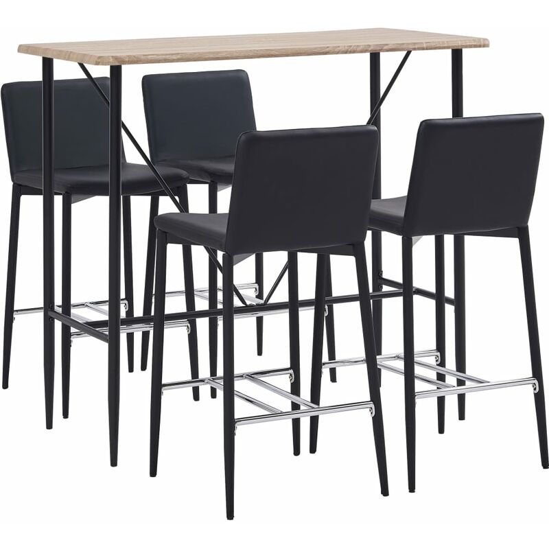 

Juego de mesa alta y taburetes 5 piezas cuero sintetico negro