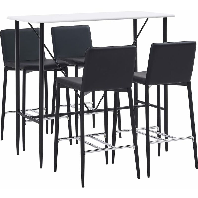 

Juego de mesa alta y taburetes 5 piezas cuero sintético negro