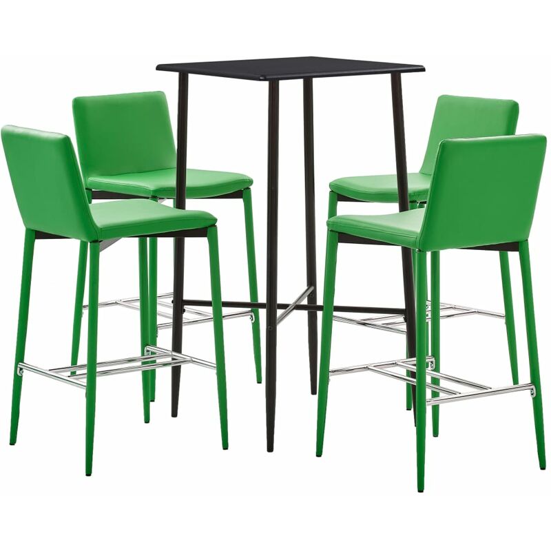 

Juego de mesa alta y taburetes 5 piezas cuero sintético verde