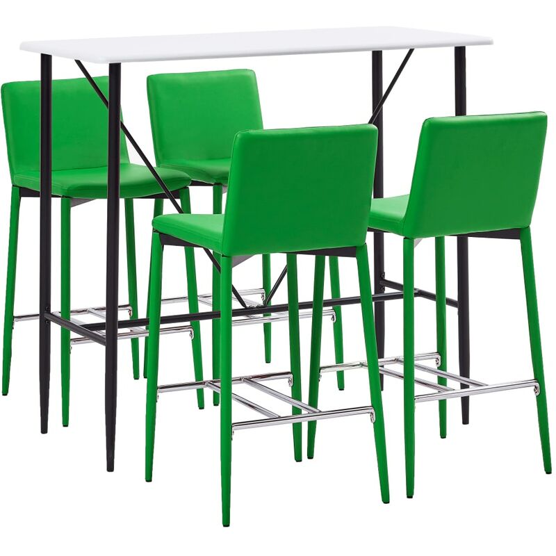 

Juego de mesa alta y taburetes 5 piezas cuero sintético verde