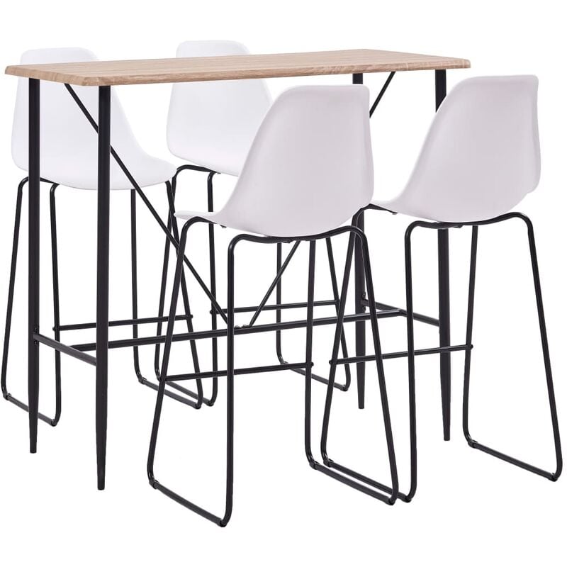 

Juego de mesa alta y taburetes 5 piezas plastico blanco