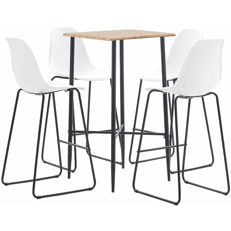

Juego de mesa alta y taburetes 5 piezas plastico blanco