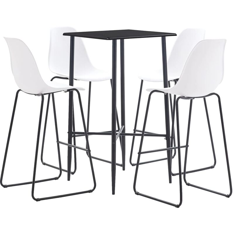 

Juego de mesa alta y taburetes 5 piezas plástico blanco
