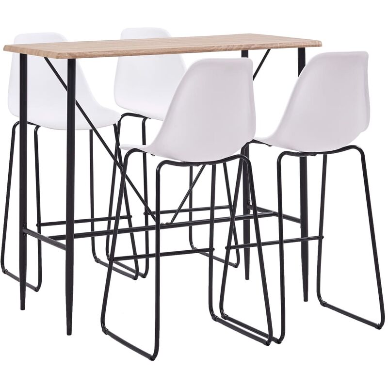 

Juego de mesa alta y taburetes 5 piezas plástico blanco