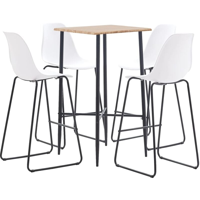 

Juego de mesa alta y taburetes 5 piezas plástico blanco