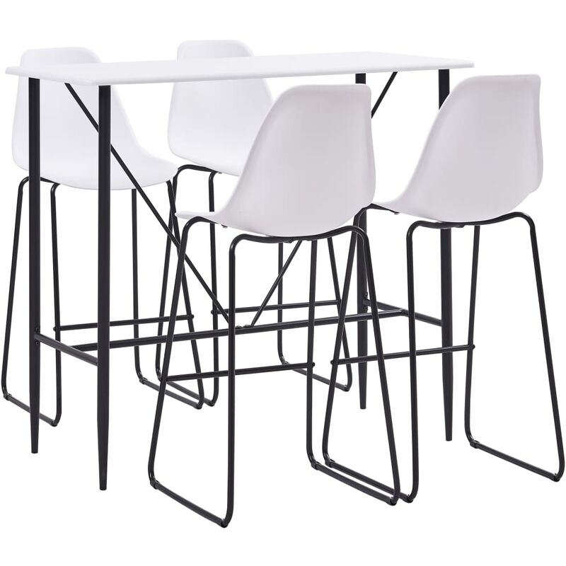 

vidaXL Juego de Mesa Alta y Taburetes 5 Piezas Plástico Blanco - Blanco