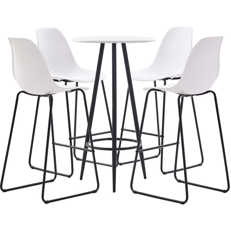 

Juego de mesa alta y taburetes 5 piezas plastico blanco