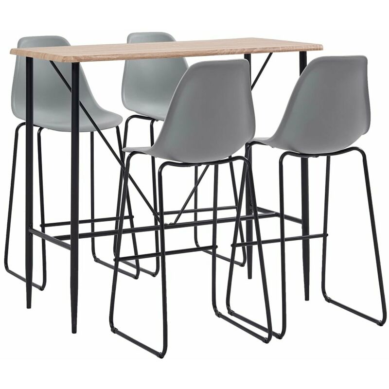 

Happyshopping - Juego de mesa alta y taburetes 5 piezas plastico gris