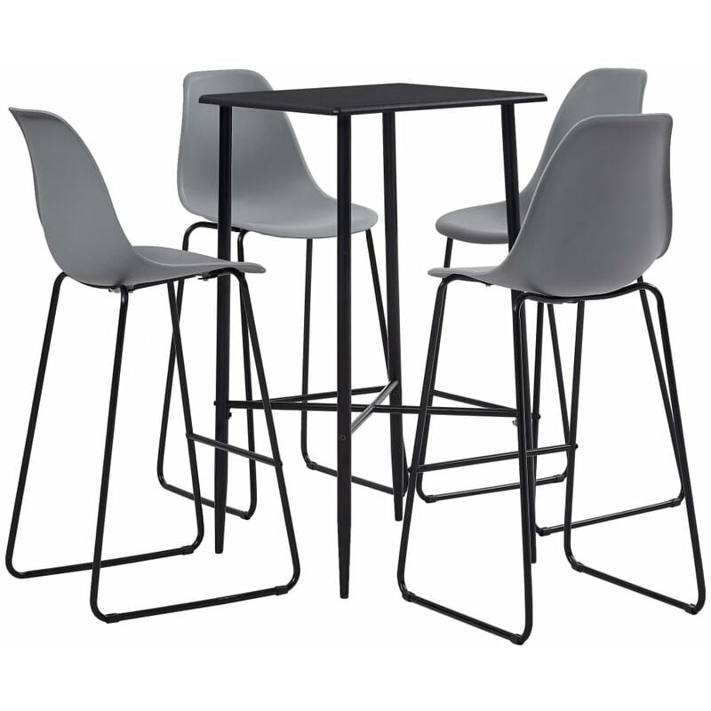 

Juego de mesa alta y taburetes 5 piezas plástico gris