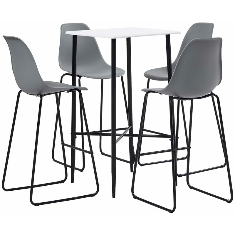 

Juego de mesa alta y taburetes 5 piezas plástico gris